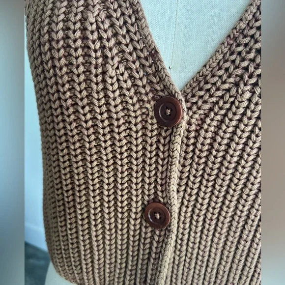 Free People- Brown Knit Button-Up Vest - Picture 9 of 11